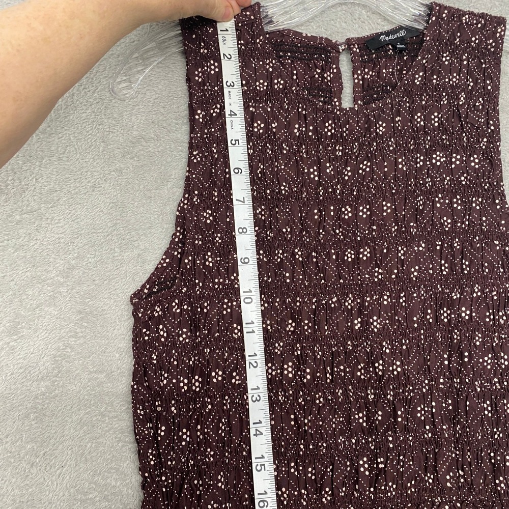 Madewell Dress Small The Melody Smocked Midi Daisy Print Dusty Plum Cotton NV483 - Picture 11 of 15